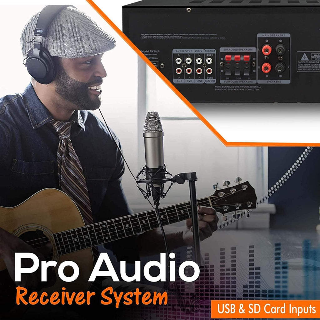 Home Theater System Kit 1000 Watts Professional Home Stereo Receiver with (Qty 4) 5.25” 175 Watts in-Wall in-Ceiling Speakers & Remote Control - Perfect for Home/Office/Bar By Technical Pro