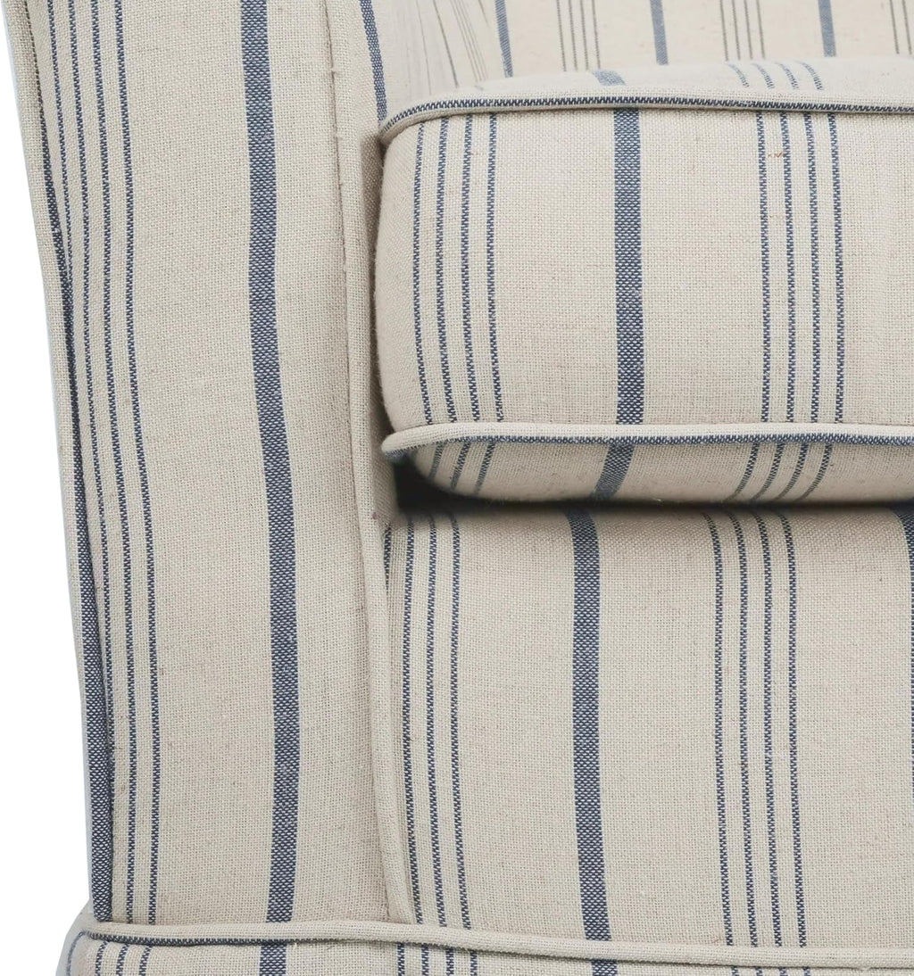 Christopher Knight Home Modern 360-Degree Swivel Accent Chair, Fabric Upholstered Club Chair, Comfy Reading Chair for Living Room, Bedroom Office, Beige/Blue Stripe