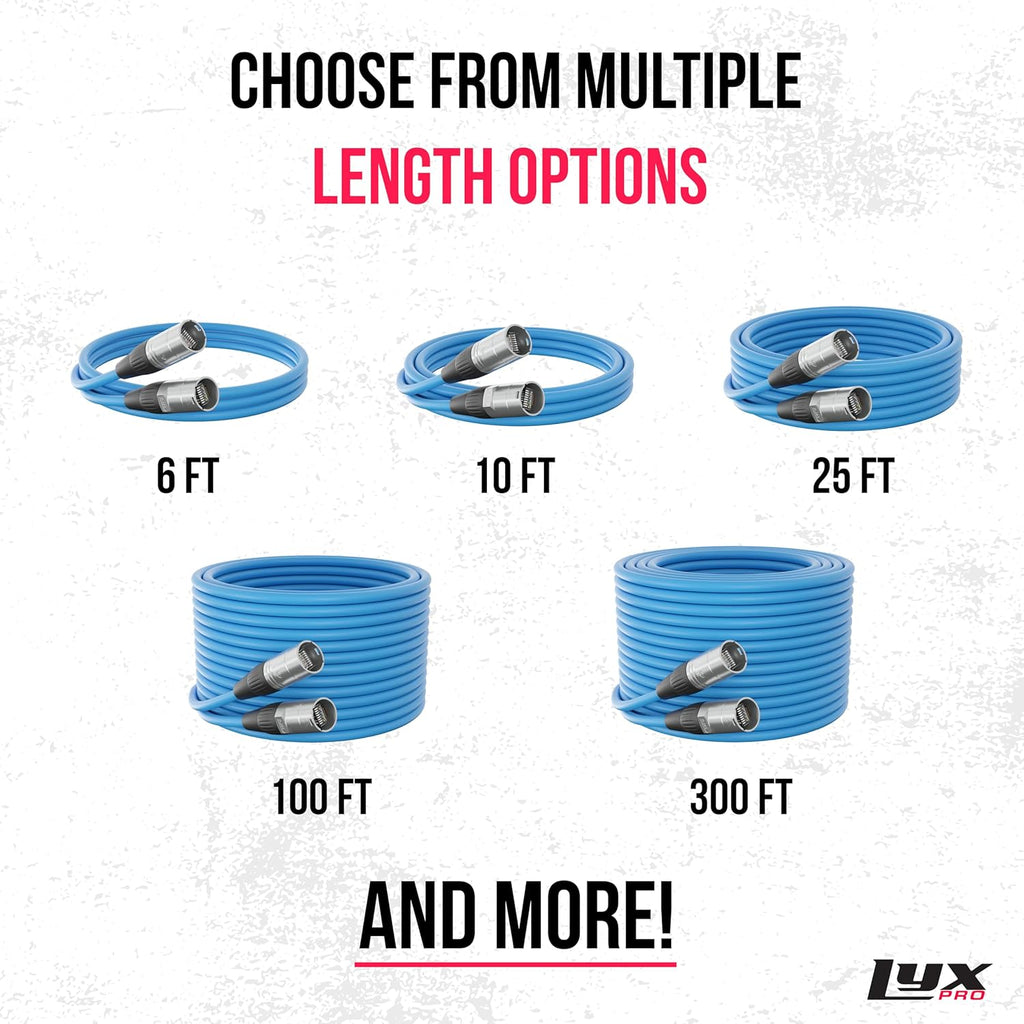 LyxPro 250 Feet Shielded CAT6 Ethercon Cable - Professional Audio & Lighting RJ45 Cable, Studio-Grade Sound Transmission, Extreme Durability - Blue