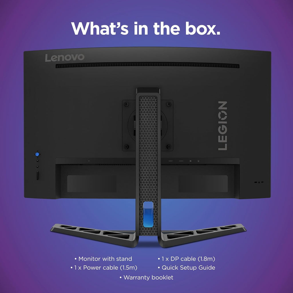 Lenovo Legion R27fc-30 Gaming Monitor, 27" FHD Curved, 280Hz, 0.5ms MPRT, AMD FreeSync, VESA Adaptive Sync, Lift/Tilt/Pivot/Swivel Stand, HDMI 2.1 and DisplayPort 1.4, 350 nits, Raven Black