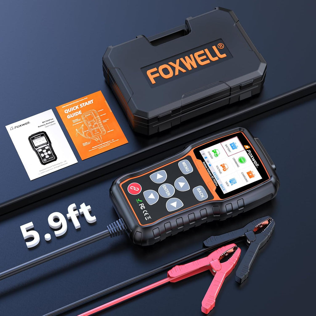 FOXWELL BT705 Plus Car Battery Tester 24V 12V Load Tester, 100-2000CCA Automotive Starter Alternator Tester, Digital Cranking Charging System Tester for Car Truck Marine Heavy Duty, Upgraded BT705
