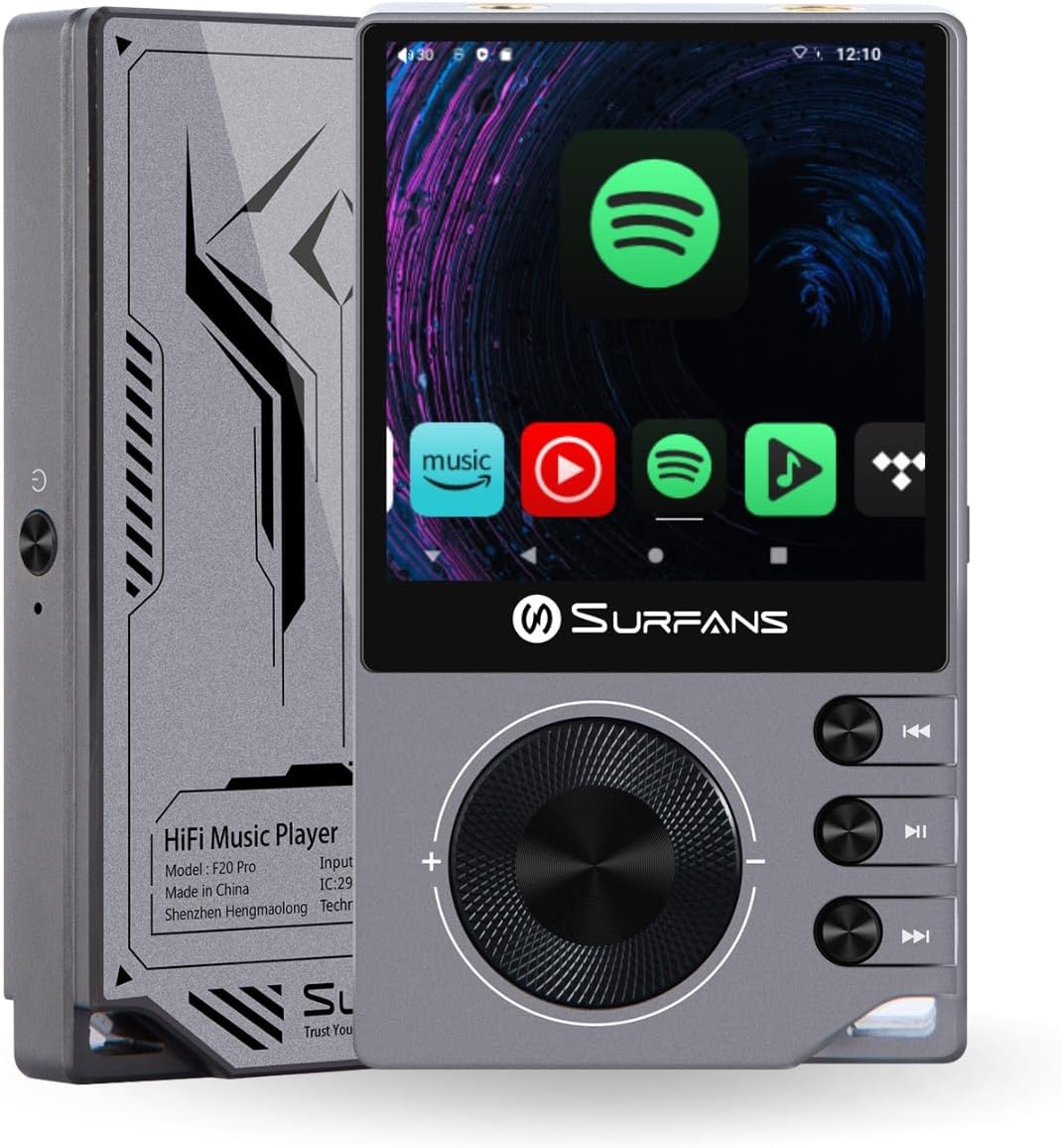 Surfans F20 Pro Hi-Res Music Player, Dual ESS9018 DAC,DSD512, Spotify & Tidal Support, WiFi & Bluetooth LDAC, 4.4mm Balanced(500mW), Expandable 1TB, Touchscreen Portable MP3 DAP (Gray)