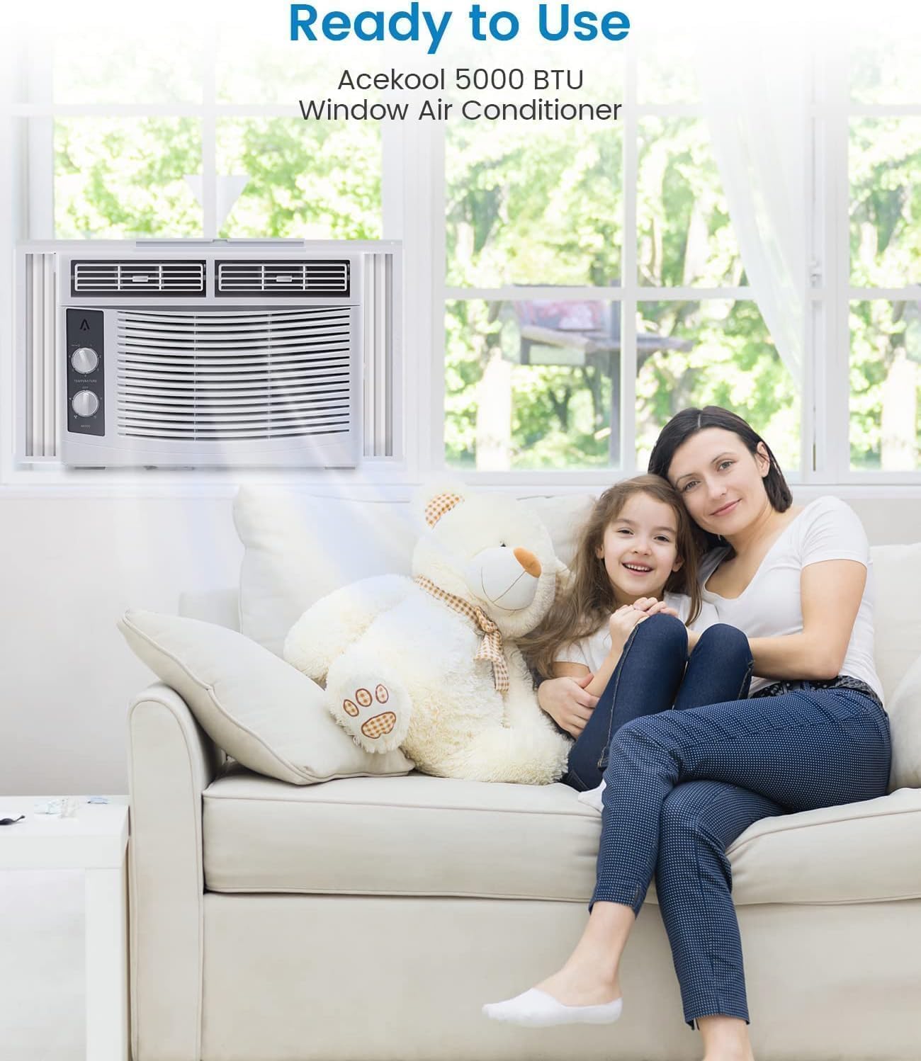6000 Btu U-Shaped Window Air Conditioner, WiFi & App Control, Ultra Quiet, Enabled Saddle Window AC Unit Cools Up to 300 Sq. ft, Cooling, Dehumidifier, Flexible for Home/Office