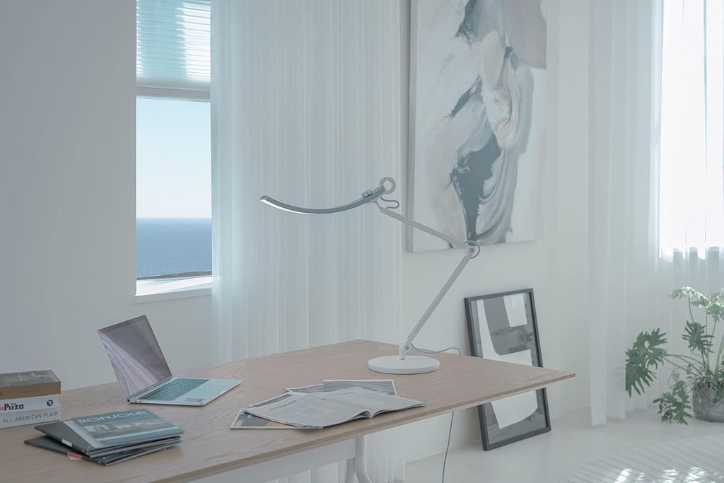 BenQ e-Reading Desk Lamp - Ultrawide and Bright Lighting, Dimmable, Dual Smart Mode, Adjustable Arm, Auto-dimming, High CRI, Eye-caring Lamp for Home Office, Reading, Study, Craft, Matte Blue.