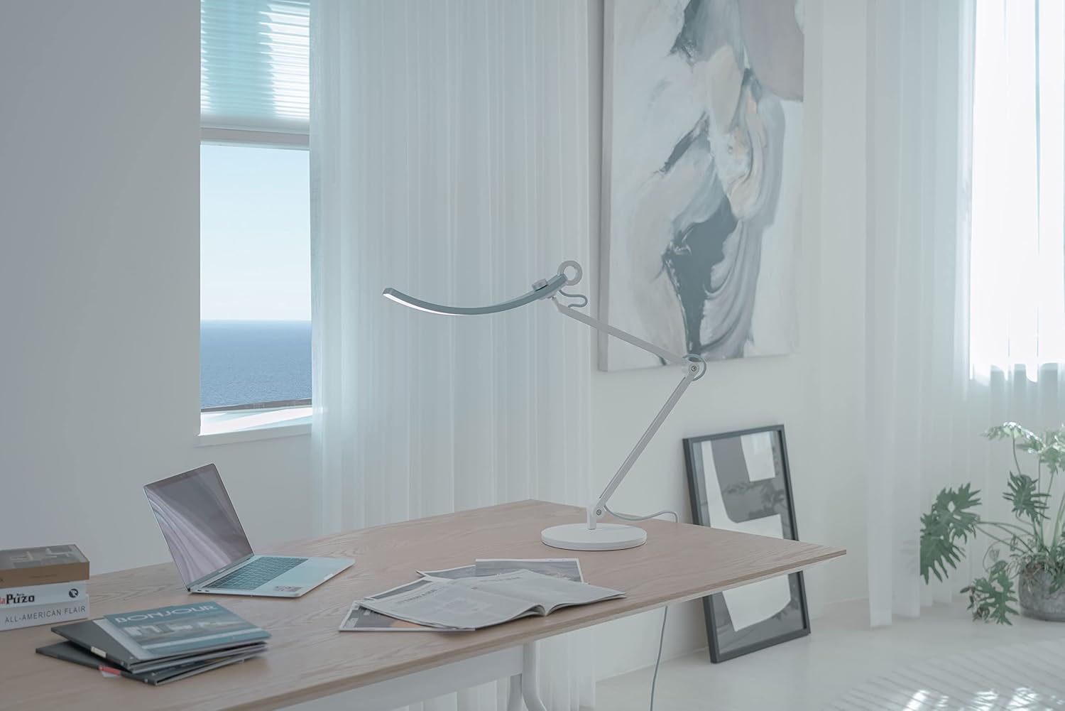BenQ e-Reading Desk Lamp - Ultrawide and Bright Lighting, Dimmable, Dual Smart Mode, Adjustable Arm, Auto-dimming, High CRI, Eye-caring Lamp for Home Office, Reading, Study, Craft, Matte Blue.