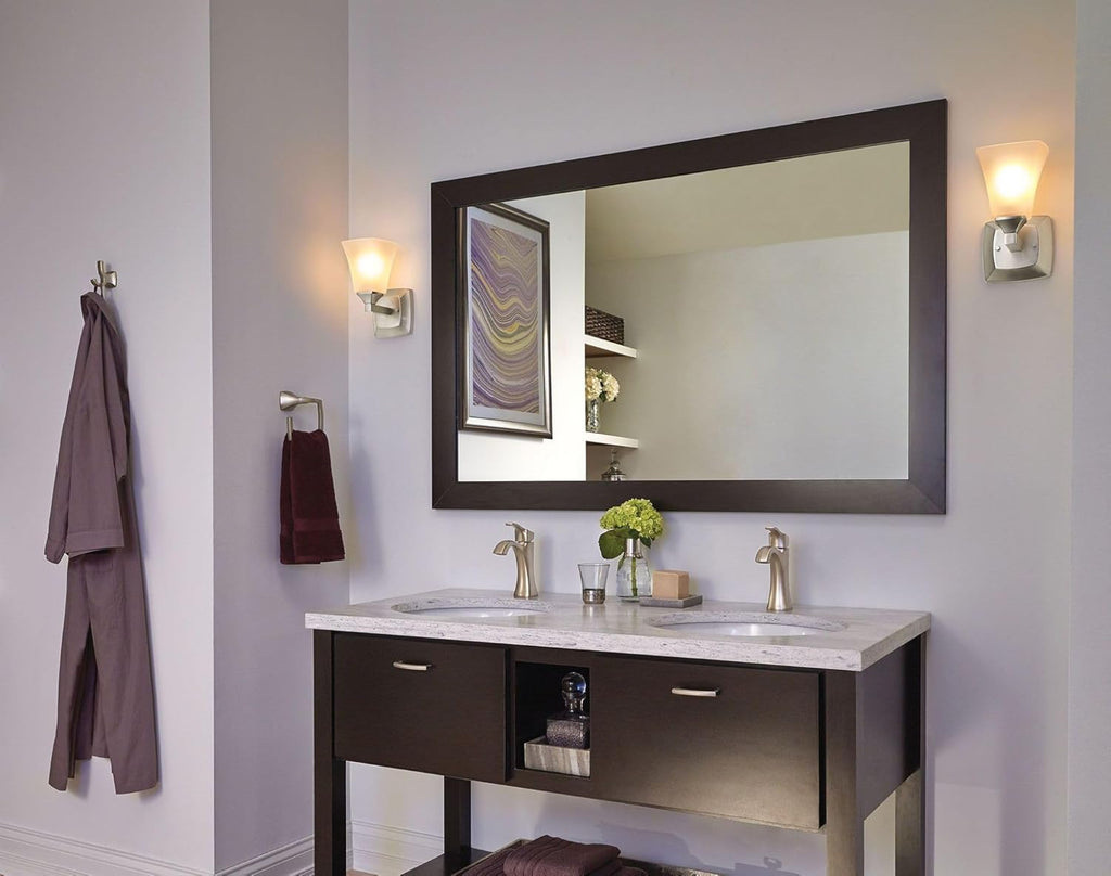 Moen YB5161BN Voss 1-Light Dual-Mount Bath Bathroom Vanity Fixture with Frosted Glass, Brushed Nickel
