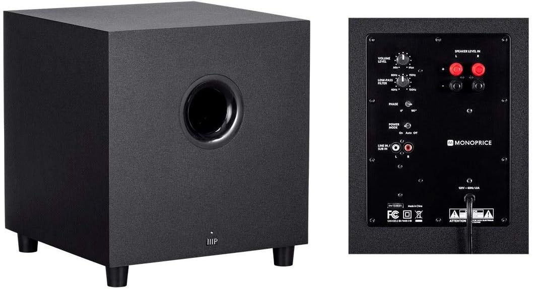 Monoprice Premium 5.1.4-Ch. Immersive Home Theater System - with 8 Inch 200 Watt Subwoofer, Dolby Atmos Compatible, Black