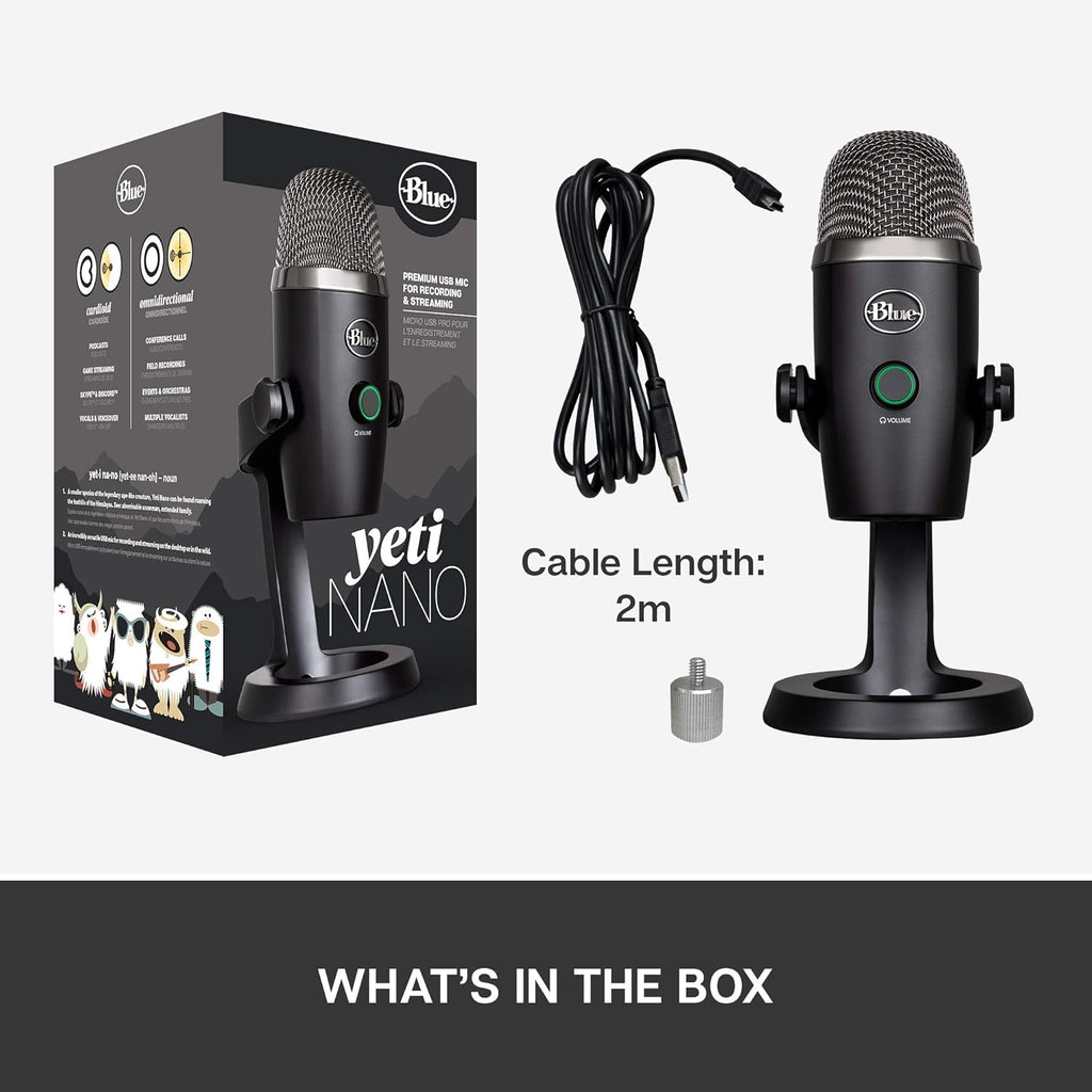 Logitech for Creators Blue Yeti Nano USB Microphone for Gaming, Streaming, Podcasting, Twitch, YouTube, Discord, Recording for PC and Mac, Plug & Play -Blackout
