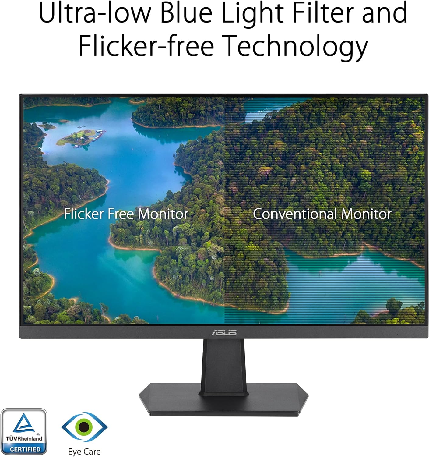 ASUS 24 Inch Frameless Monitor - 23.8-inch viewable, IPS, Full HD, 100Hz, 1080P, 1ms, Adaptive-Sync, for Working and Gaming, Flicker Free, HDMI, VESA Mountable, Tilt - VA24EHF