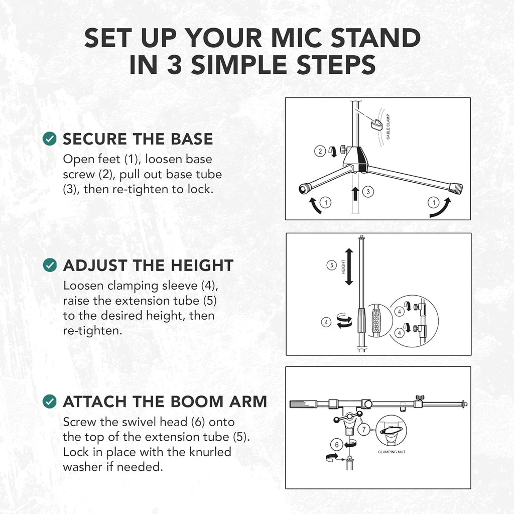 K&M König & Meyer 21090.500.55 Tripod Microphone Stand - Adjustable Telescoping 2-Piece Boom Arm - Professional Grade - Heavy Duty with Folding Leg Base - German Made Black