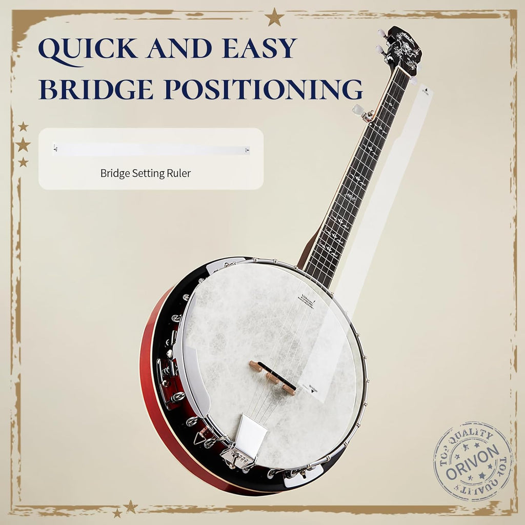 AKLOT Full-Sized Banjo Set: 38'' 5 String Banjo with Remo Head, Removable Resonator, Geared 5th Tuner, 24 Brackets, Deluxe Beginner Kit with Gig Bag, Strings, Strap, Picks, Tuner, Bridge Ruler
