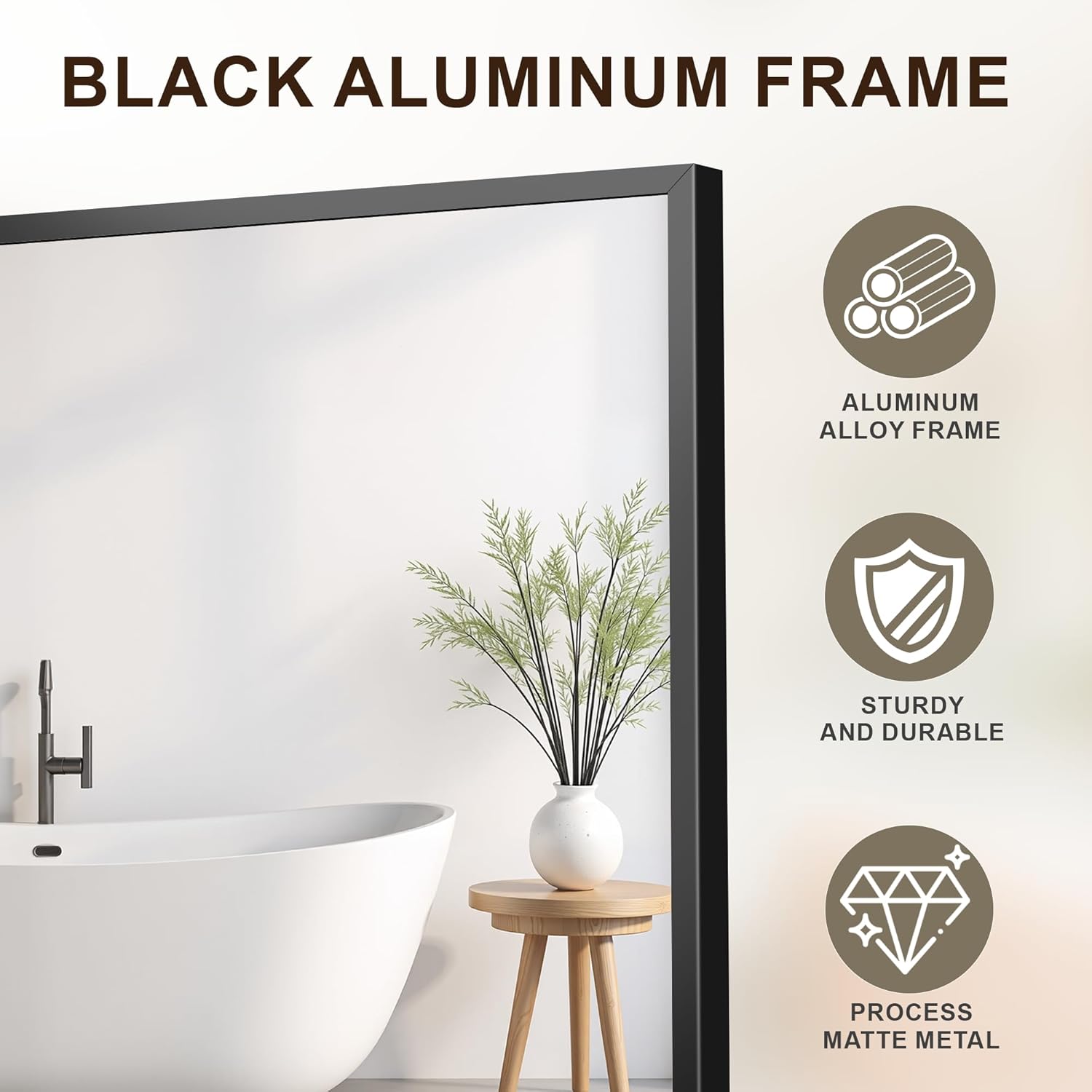 FICTOR Bathroom Vanity Mirror-Black,60x36 Inch, Shatterproof & Anti-Rust, Wall Mount Large Rectangle Mirrors with Metal Frame for Over Sink, Bathroom, Bedroom, Living Room,Entryway