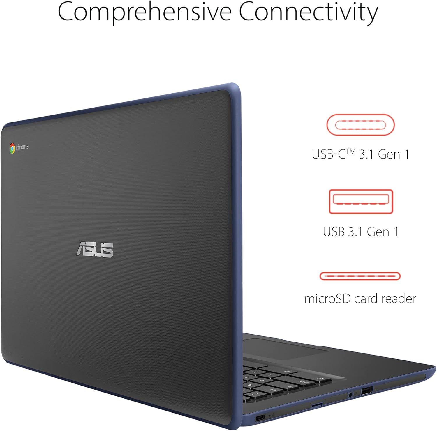 ASUS Chromebook C403 Rugged & Spill Resistant Laptop, 14.0" HD, Intel Celeron N3350 Processor, 4GB RAM, 32GB eMMC 810G Durability, Dark Blue, Chrome OS, C403NA-WS42-BL (Renewed)