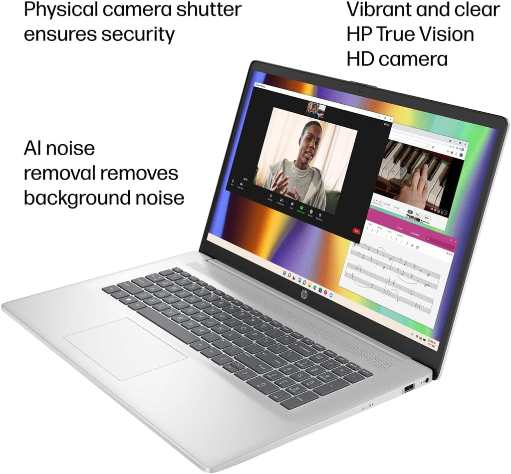 HP 17 Laptop (17.3" FHD Anti-Glare, AMD Ryzen 5 (> Intel i7-1165G7), 16GB RAM, 512GB SSD) for Business, Home, Student, Long Battery Life, Webcam, Fast Charge, HDMI, IST Hub, Win 11 Pro, Silver