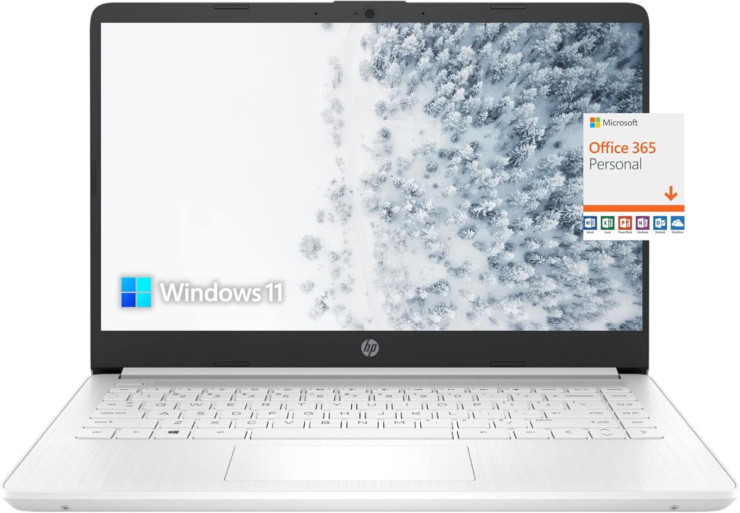 HP Latest Stream 14" HD Laptop, Intel Celeron Processor, 4GB Memory, 64GB eMMC Storage, Fast Charge, HDMI, Up to 11 Hours Long Battery Life, Office 365 1-Year, Win 11 S, Microfiber Bundle, White