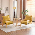 VINGLI Mid-Century Modern Cloud Accent Armchairs set of 2 with Lumbar Pillow, 6.3'' Thick Seat Cushion Reading Chairs with Wooden Armrests, Boho Lounge Chair for Bedroom, Living Room, Chenille, Yellow