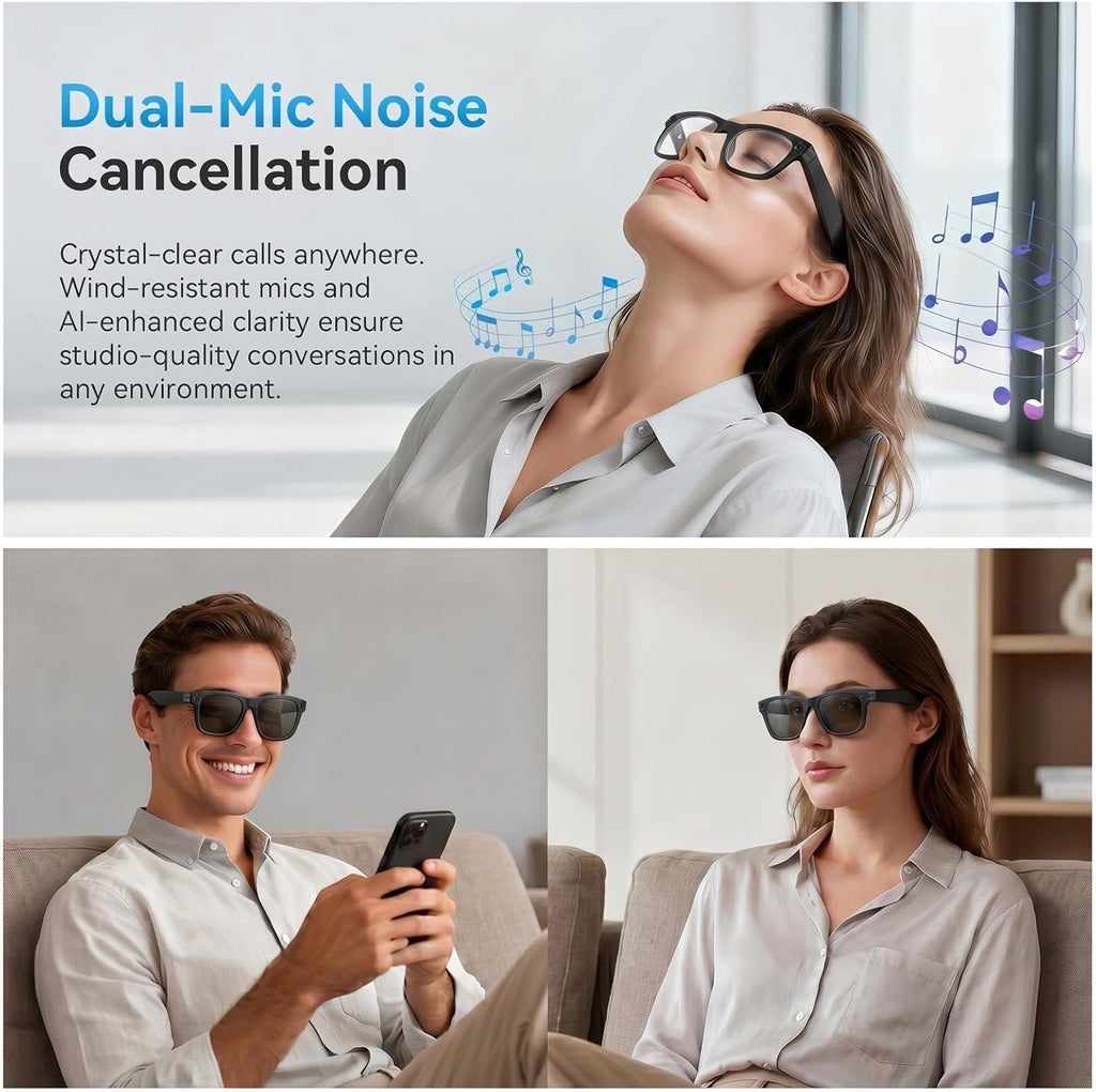 2026 AI Smart Glasses with Camera and Bluetooth,8MP 4K Camera Glasses,Supports AI Voice Control/Photo/Video/Audio Recording,Glasses with 133 Translation,Sunglasses Lenses+Photochromic for Men & Women