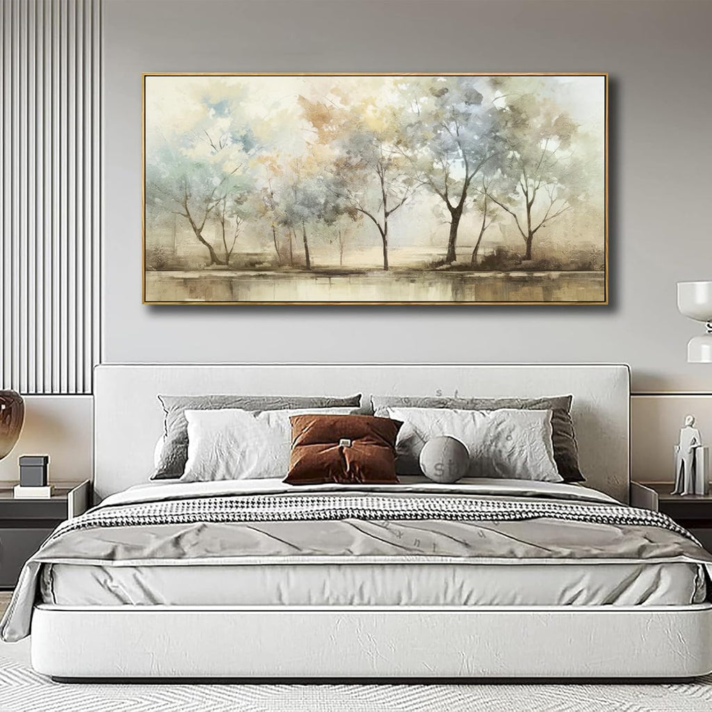 VHMING Abstract Wall Art Artwork Retro Trees Pictures Decor Canvas Painting Framed Ready to Hang Living Room Bedroom and Office Wall Decor 30x60 Inch
