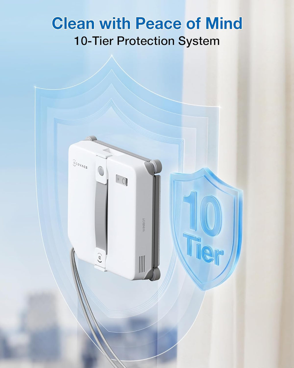 ECOVACS WINBOT MINI2 Window Cleaning Robot, Robot Window Cleaner with 5 Smart Cleaning Modes, Win-SLAM 4.0 Navigation, Automatic Glass Cleaner for Windows, Mirrors & Glass Doors