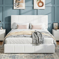 SHA CERLIN Queen Bed Frame, Velvet Upholstered Platform Bed Frame, Vertical Channel Tufted Adjustable Headboard, Low Profile Bed Frame, No Box Spring Needed, Easy Assembly, White