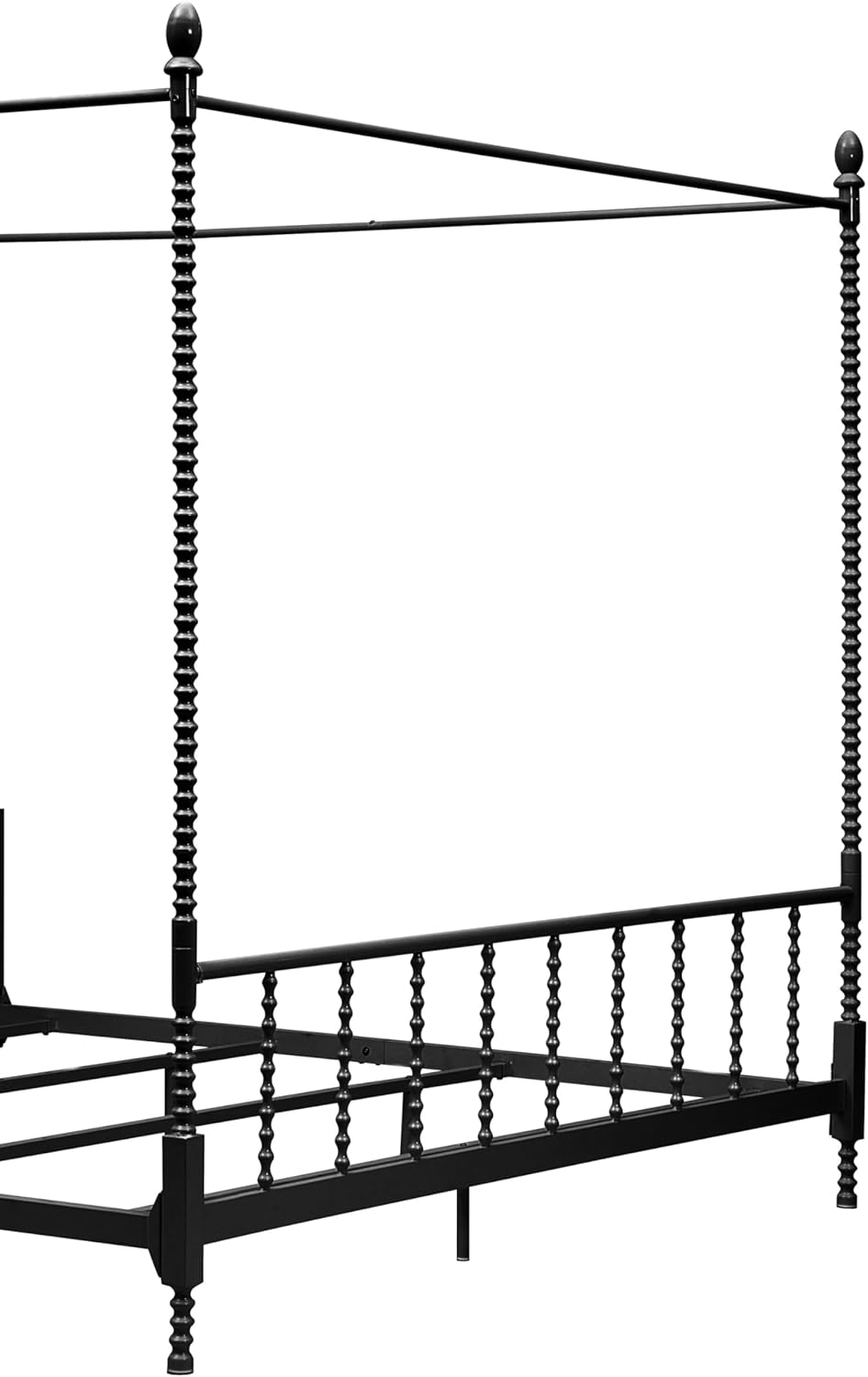 Furniture of America Vaeli Modern Metal King Size Four Poster Bed Frame with Spindles, Canopy Bedframe for Bedroom, Guest Room, Box Spring Required, Black