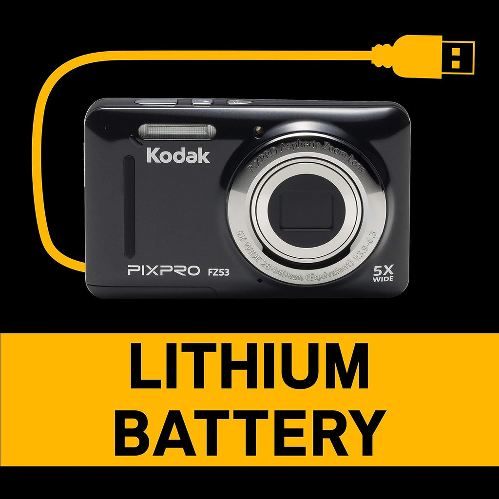 Kodak PIXPRO Friendly Zoom FZ53-BK 16MP Digital Camera with 5X Optical Zoom and 2.7" LCD Screen (Black)