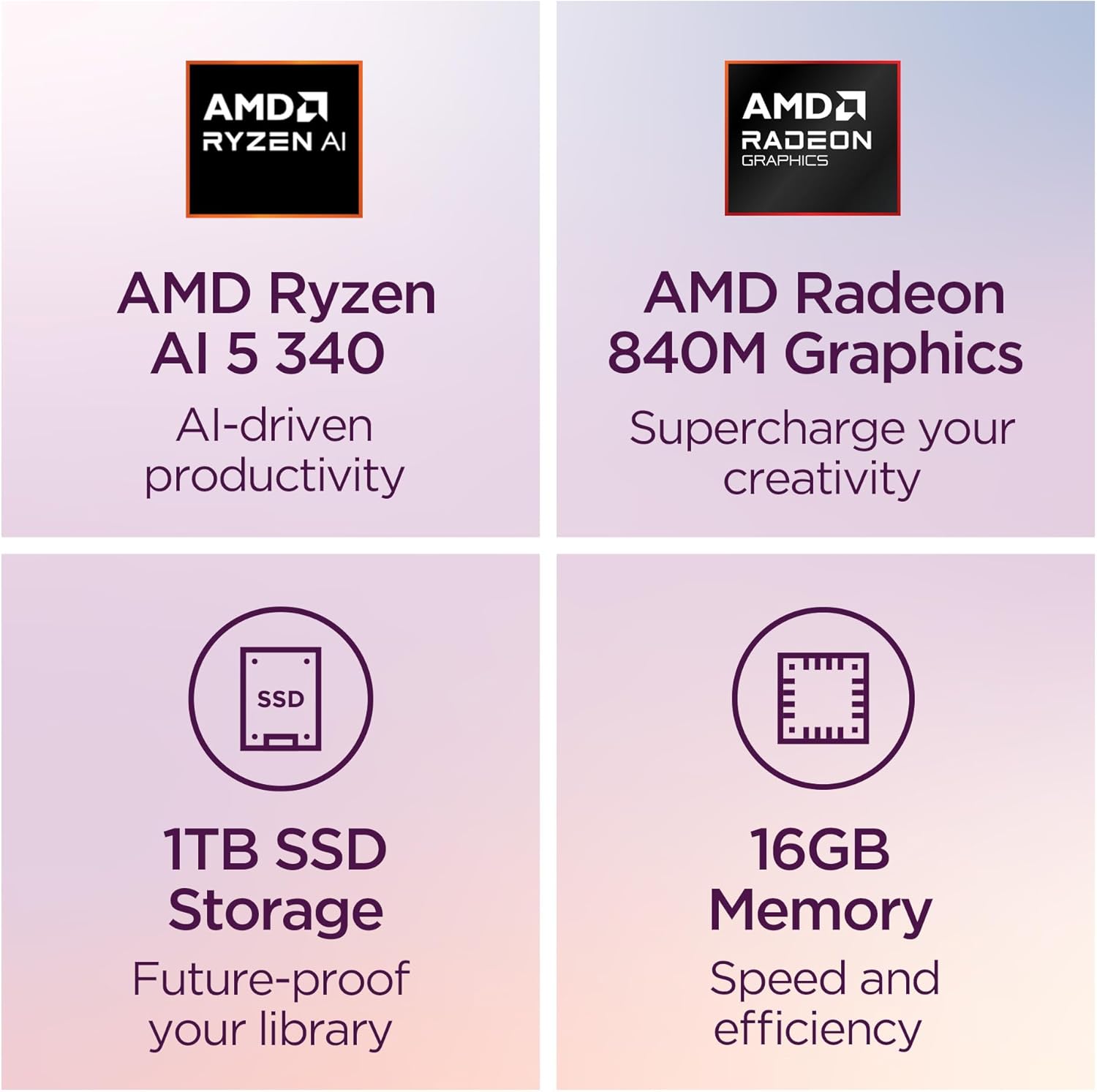Lenovo IdeaPad 5 2-in-1 Laptop - Copilot+ PC - AMD Ryzen AI 5 340 CPU - 16" WUXGA IPS Touchscreen Display - 16GB RAM - 1TB Storage - AMD Radeon 840M GPU - Luna Grey