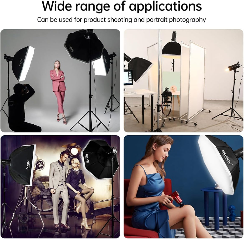 2pcs Godox DP400IIIV Studio Flash Kit for Photography,400Ws Strobe Professional Lighting with Tripod Stands,Bowens Mount Softbox,Umbrella Reflector,Carry Bag for Portrait Product Wedding Shooting
