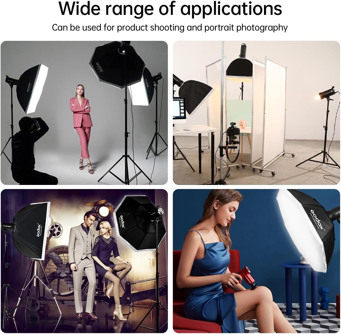 2pcs Godox DP400IIIV Studio Flash Kit for Photography,400Ws Strobe Professional Lighting with Tripod Stands,Bowens Mount Softbox,Umbrella Reflector,Carry Bag for Portrait Product Wedding Shooting