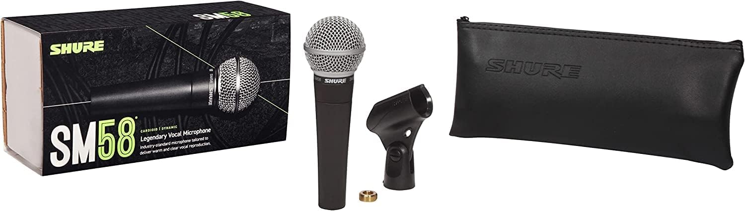 Shure SM58-LC Dynamic Vocal Microphone – Professional Handheld Cardioid XLR Mic for Singing, Live Performance, Studio Recording, Podcast & Broadcast, Black