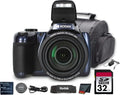 Kodak PIXPRO AZ528 Digital Camera (Blue) | 16MP Sensor, 52x Optical Zoom, 24mm Wide-Angle Lens, Optical is & Wi-Fi Connectivity | Great for Travel & Family Photos (AZ528MB) + 32GB Card + Bag + Cloth