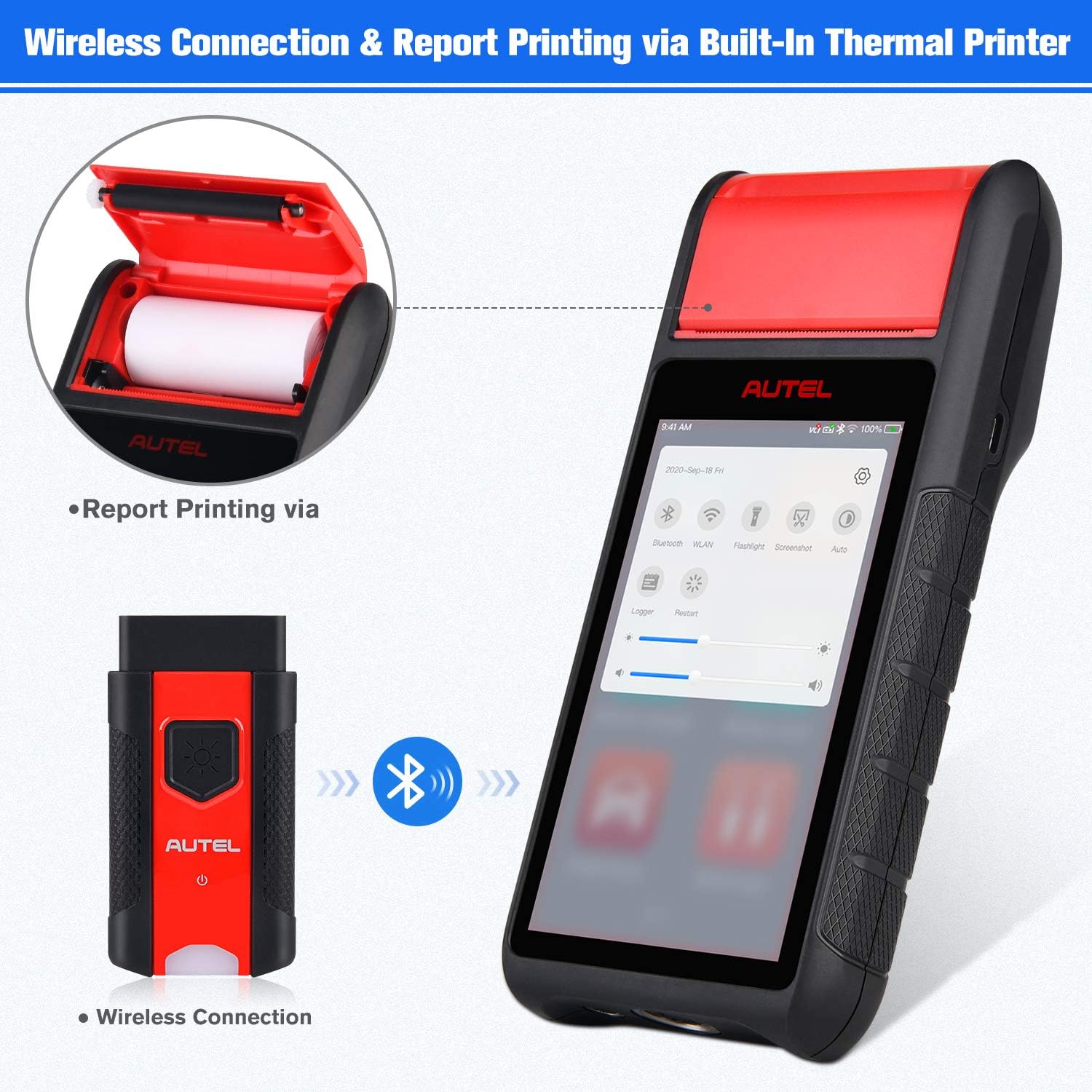Autel MaxiBAS BT608 (E) Car Battery Tester, 2026 Up of BT508/ BT506, Adaptive Conductance (Worth 1000+), Cranking Charging Test as BT609, Battery Reset, MK808S/ MX808S Full Systems, Built-in Printer