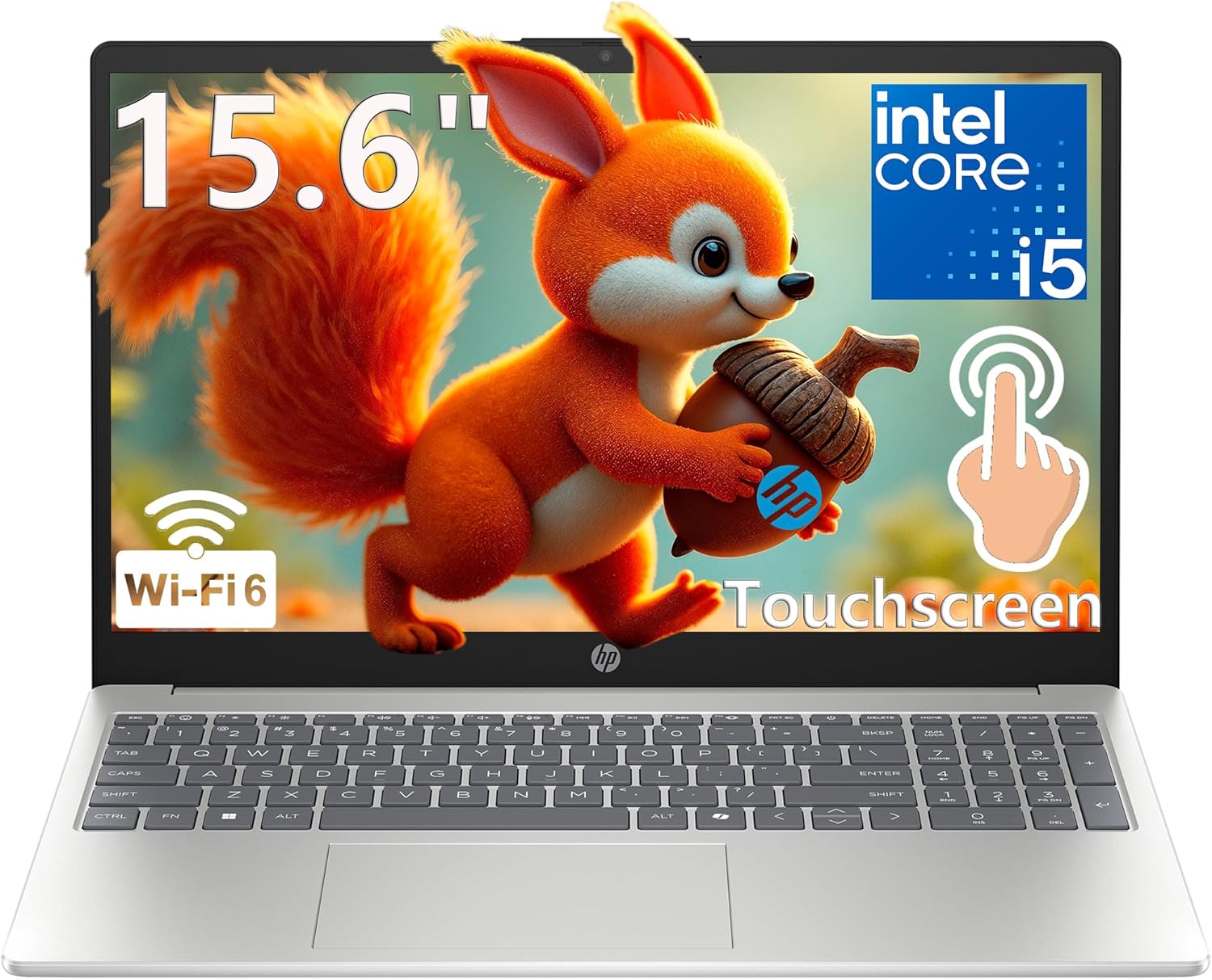 HP 15.6" FHD Touchscreen Laptop 2026, Intel i5-1334U, 8GB RAM, 512GB SSD, Long Battery Life, Portable for Students & Business, Office 365, Numeric Keypad, Fast Charge, Windows 11 Home, Silver