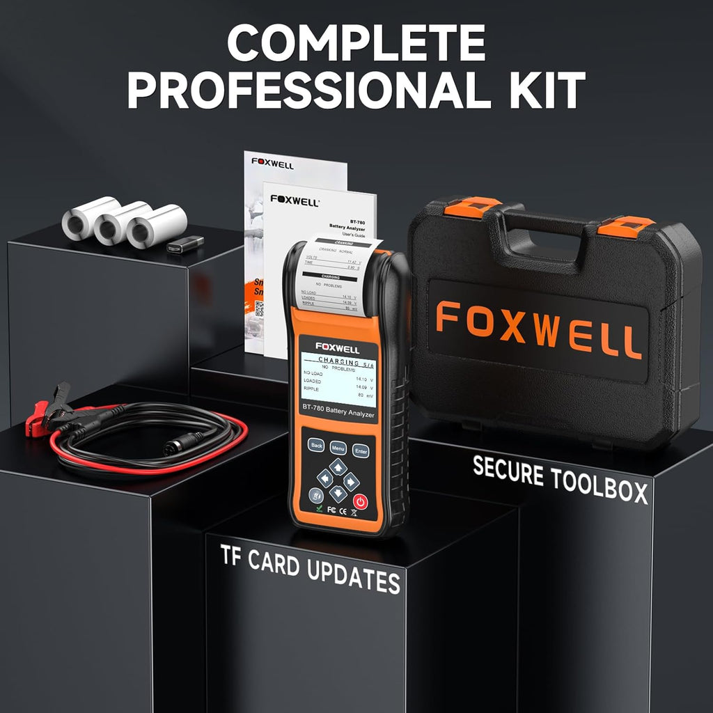 24V 12V Car Battery Tester with Printer - 2026 FOXWELL BT780, Professional Battery Load Analyzer, 100-2000CCA Automotive Starter & Alternator Tester for Cars Trucks SUVs Marine & Heavy Duty Vehicles