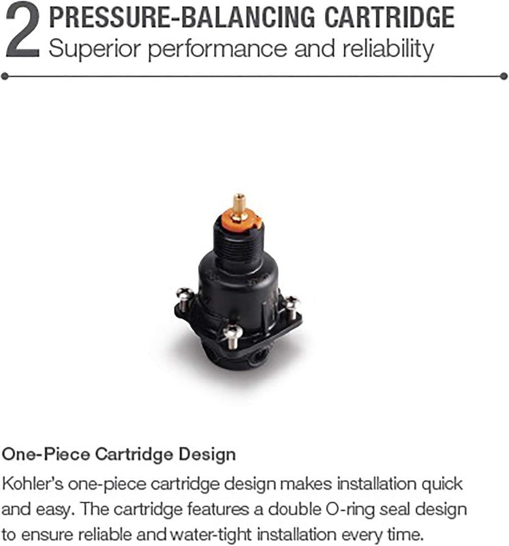 KOHLER K-8304-KS-NA Rite-Temp Pressure-Balancing Valve Body and Cartridge Kit with Service Stops, Shower Valve System, 5.0 GPM, Simple Installation & Maintenance