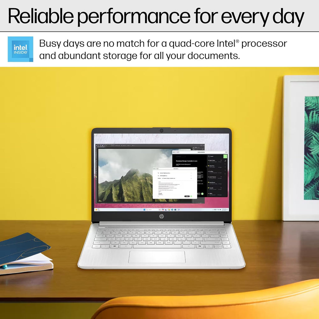 HP Ultrabook 14 Laptop Computer Business Study & Home 2025, Lifetime MS Office + Windows 11 Pro, Quad-Core Intel CPU, 16GB RAM & 628GB Storage (128GB UFS+500GB Ext), Wi-Fi 6, HubxcelAccessory, Silver