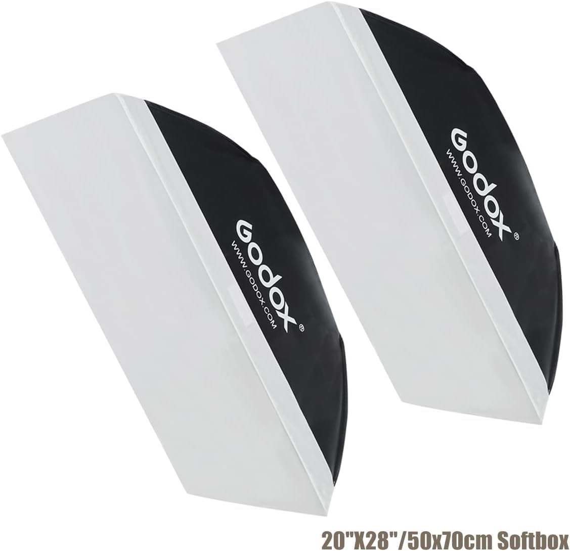 Godox Studio Flash Light Kit for Photography, Strobe Softbox Lighting Kit, 2x180W Daylight Compact Monolight with Flash Trigger, Softbox, Light Stands, Reflector Storage Bag, Umbrella, AC 110V Powered