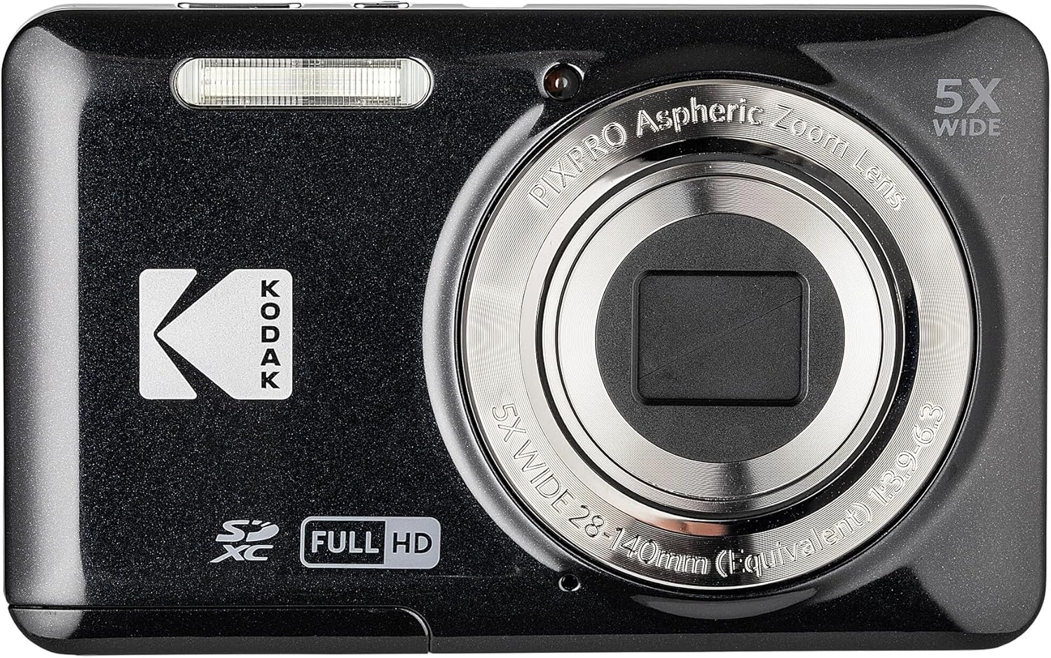 Kodak PIXPRO FZ55 Digital Camera (Black) | 16MP Sensor, 5X Optical Zoom, 28mm Wide-Angle Lens & Full HD Video | Great for Travel & Beginner Photography (FZ55BK) + 32GB Card + Case + Cleaning Cloth