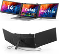 Vixtan 14" Triple Laptop Screen Extender, 3.0 lbs Lightweight FHD IPS Portable Monitor for Laptop, USB-C Plug & Play Multi Screen Attachment for 13-17.3" laptops with Windows/Mac/Chrome