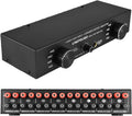 4 Input 4 Output Speaker Switch Selector for Amplifier, 300Wx4 Channel Stereo Audio Switcher Box with 6.35mm Banana Jack - Manual Passive Control for Home Studio Multi Room System
