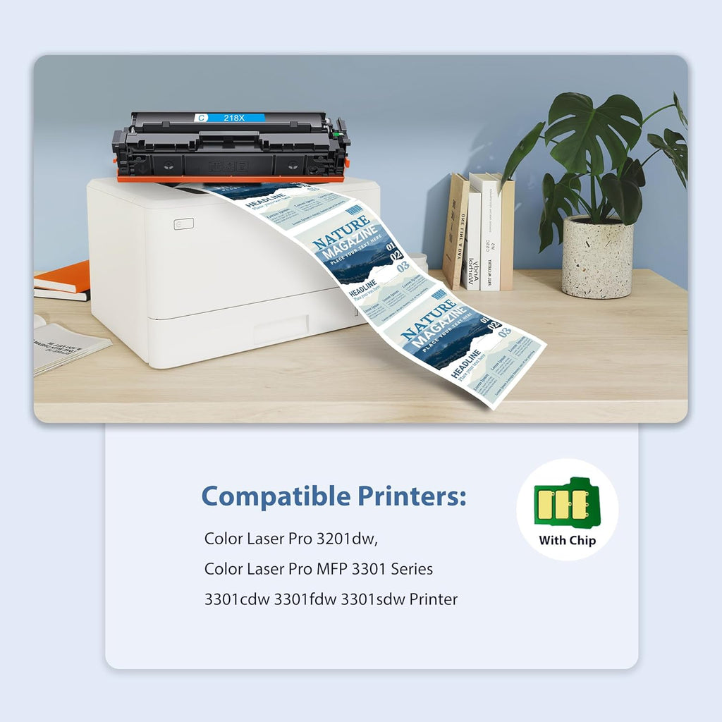 218X Toner Cartridges 4 Pack High Yield 3201dw MFP 3301fdw Toner Compatible for HP 218X 218A Set for HP Color Laserjet Pro 3201dw MFP 3301fdw 3301sdw 3301cdw Printer(Black/Cyan/Yellow/Magenta)