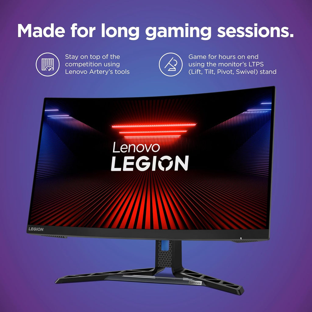 Lenovo Legion R27fc-30 Gaming Monitor, 27" FHD Curved, 280Hz, 0.5ms MPRT, AMD FreeSync, VESA Adaptive Sync, Lift/Tilt/Pivot/Swivel Stand, HDMI 2.1 and DisplayPort 1.4, 350 nits, Raven Black