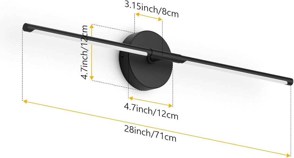 28In Black Wall Sconce Set of Two Hardwired 3000K LED Modern Wall Light Fixture 360° Rotatable for Living Room Hallway Bedroom(2 Pack)