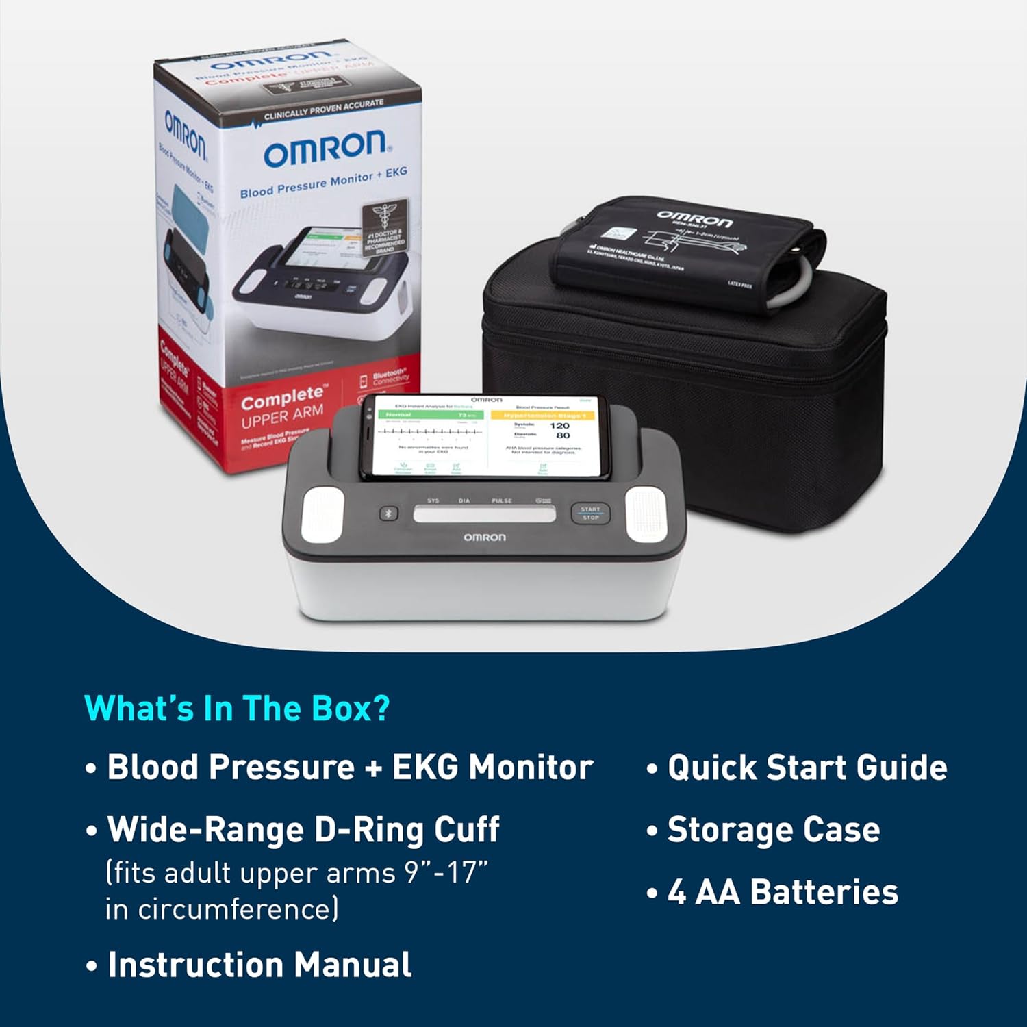 OMRON Complete 2-in-1 Blood Pressure Monitor + EKG for Home Use & Upper Arm Blood Pressure Cuff - #1 Doctor & Pharmacist Recommended Brand - Clinically Validated - Connect App