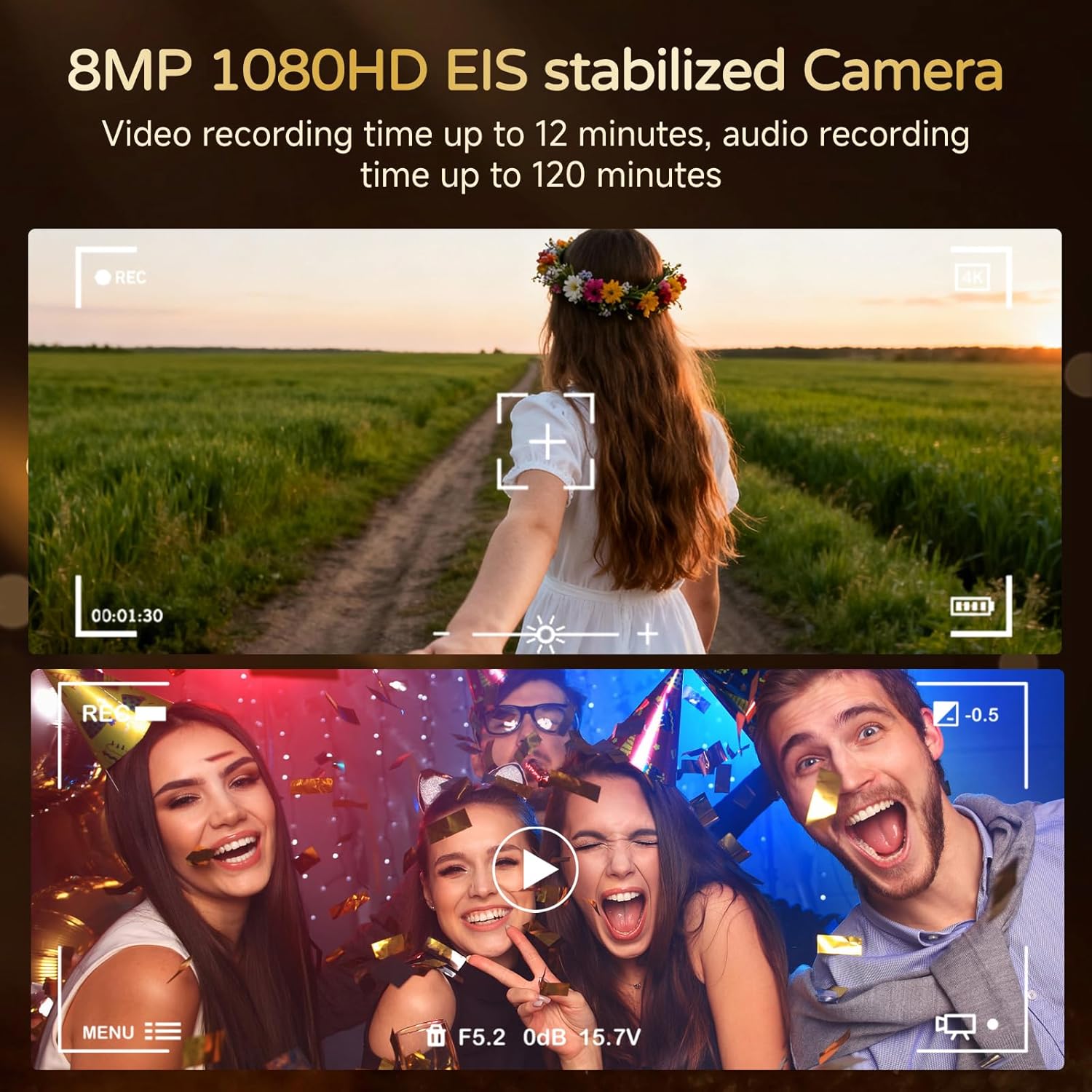 AI Smart Glasses with Camera, 8MP 4K HD Video & Photo Capture, Real-Time Translation, Recording Glasses with AI Assistant, Open-Ear Audio, Object Recognition, for Vlog, Outdoor & Hiking,Black-Business