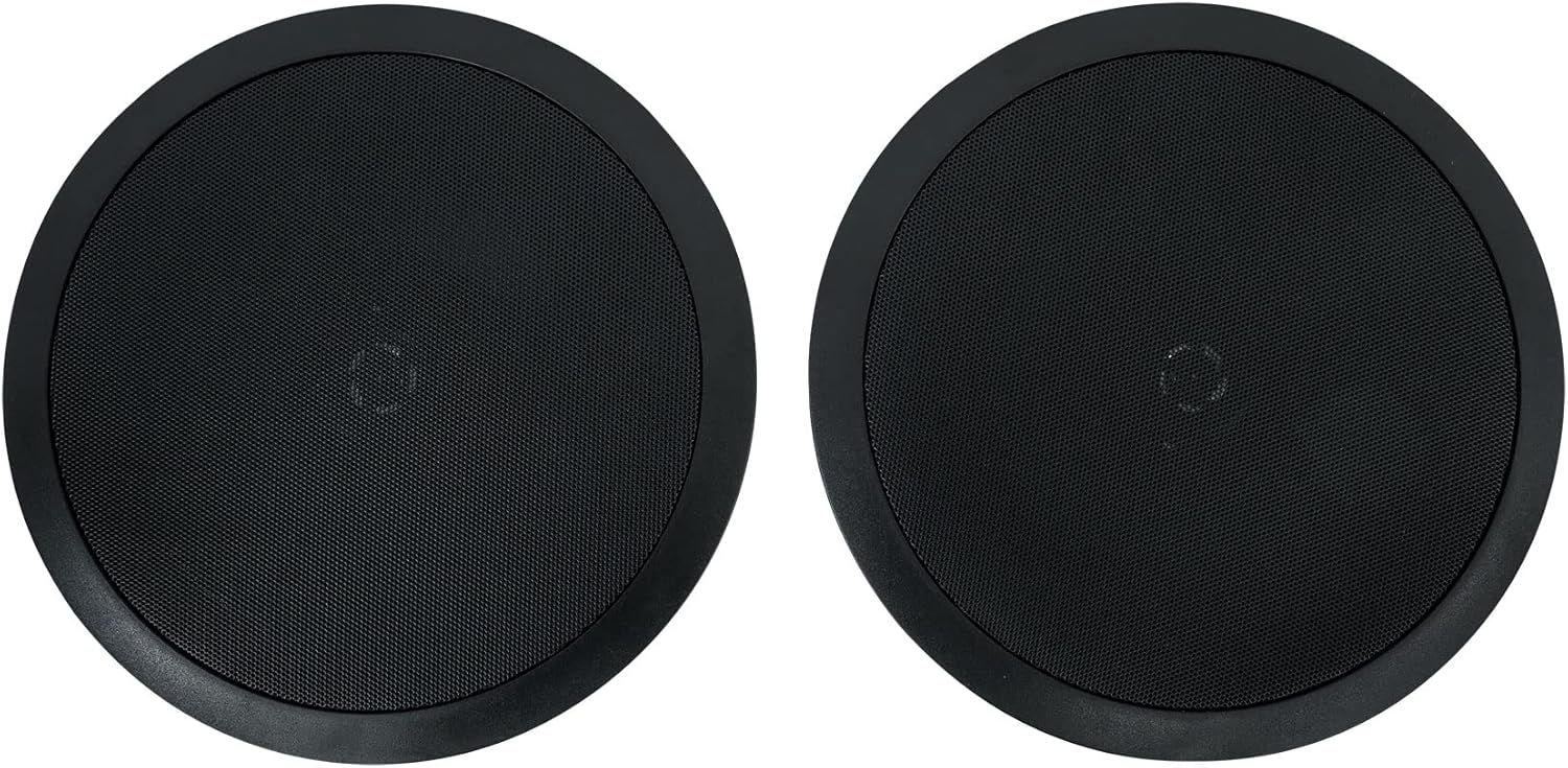 Rockville HC85-16 Black 8 in 700 Watt in-Ceiling Home Theater Speakers 16 Ohm, Aimable Tweeter, Paintable Grills, High Power, for Home Audio Systems, 6-Piece