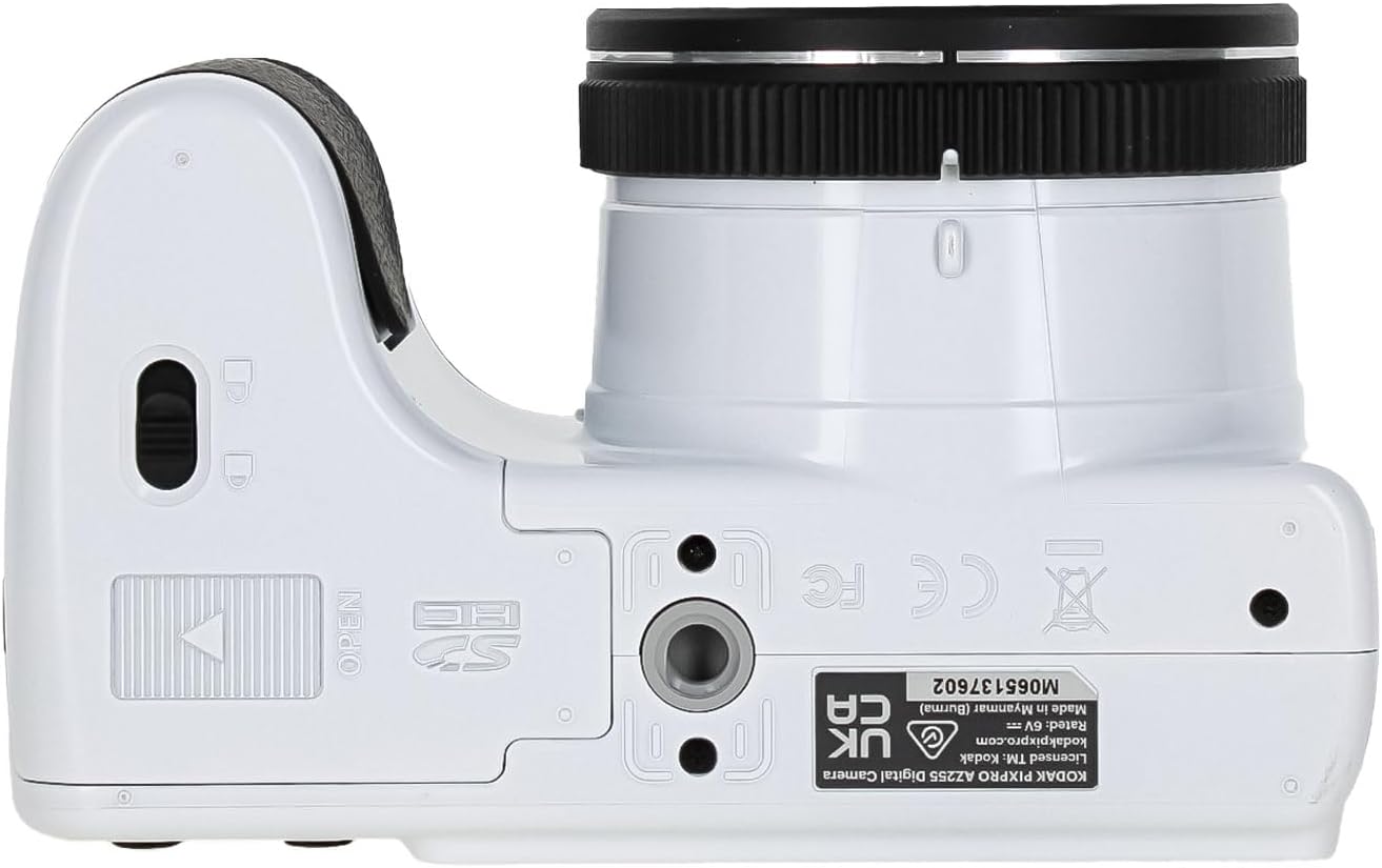 Kodak Pixpro AZ255 Digital Camera in White (AZ255WH) Bundle Including: 128 GB Memory Card, Rechargeable Batteries, Case, Flexible Tripod, Neck Strap, Lens Caps, Full Cleaning Kit, More Accessories