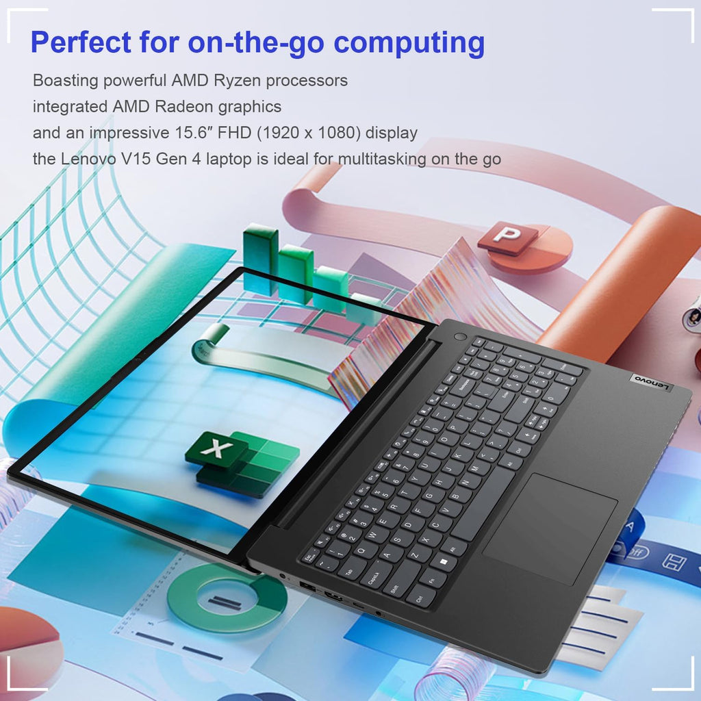 Lenovo Laptop V15 for Business, Home, Student, 15.6" FHD Anti-Glare, AMD Ryzen 7 7730U, 16GB RAM, 512GB SSD, HDMI, Type-C, Numeric Keypad, Webcam w/ Shutter, Wi-Fi 6, Win 11 Pro w/ AI Copilot, Black