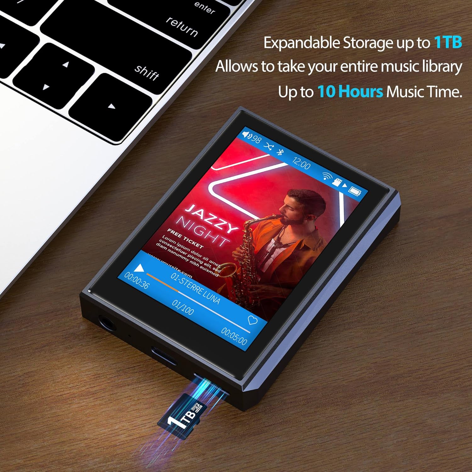 Surfans F22 Portable HiFi MP3 Player – Lossless Music Player with Bluetooth, DAC Chip, Audiobook & E-Book Support – 2.8" Touchscreen – DSD256, PCM 384kHz – 32GB, up to 1TB