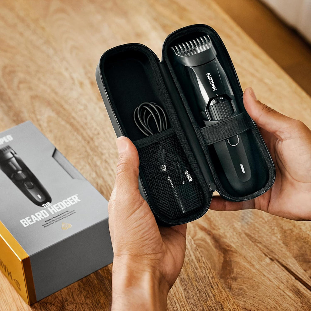 MANSCAPED® The Beard Hedger® Men's Premium Beard Trimmer, 20 Length Adjustable Blade Wheel, Stainless Steel T-Blade for Precision Facial Hair Trimming, Cordless Waterproof Wet/Dry Clipper